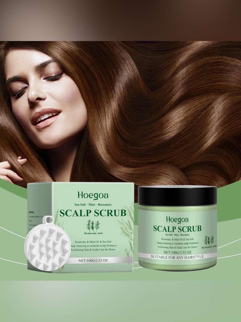 NIB Hoegoa Scalp Scrub Sea Salt Mint Rosemary Sealed In Original Package 3.53 oz